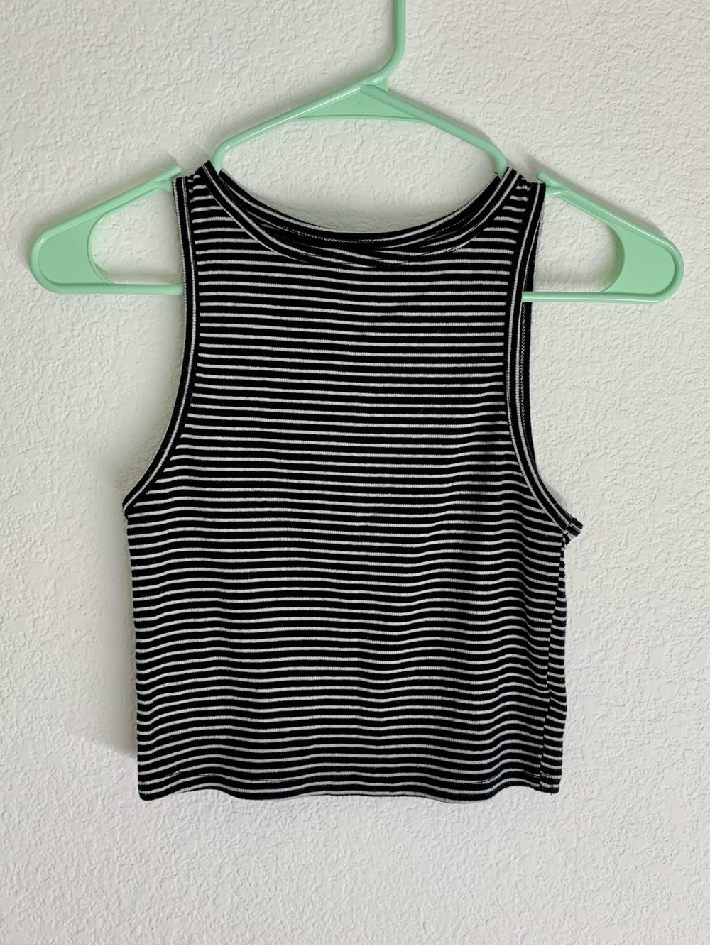 Striped Black & White Sleeveless Crop Tank Top